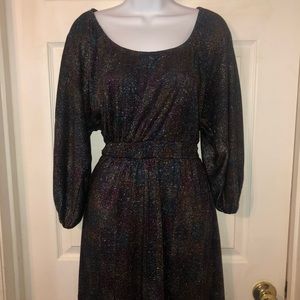 Multi Colored Metallic Peasant Dress